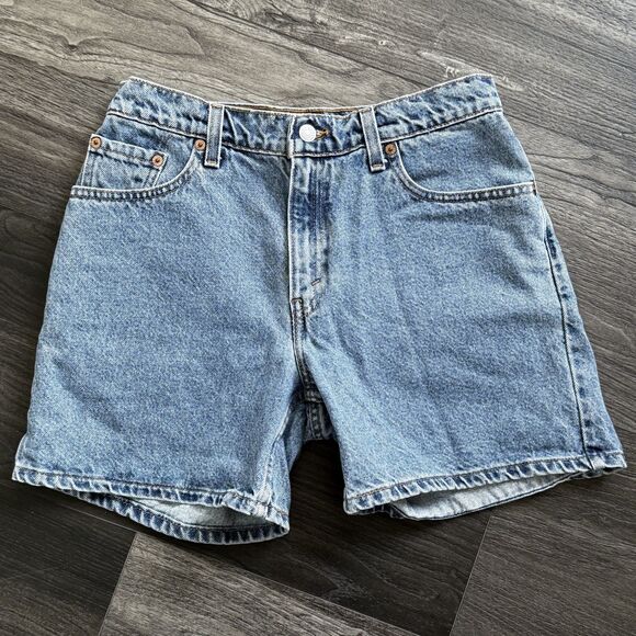 Vtg LEVI'S High Rise Jean Shorts Sz 27 ( 6 Reg ) Medium Wash Y2K Mom Jorts Blue - Picture 3 of 7